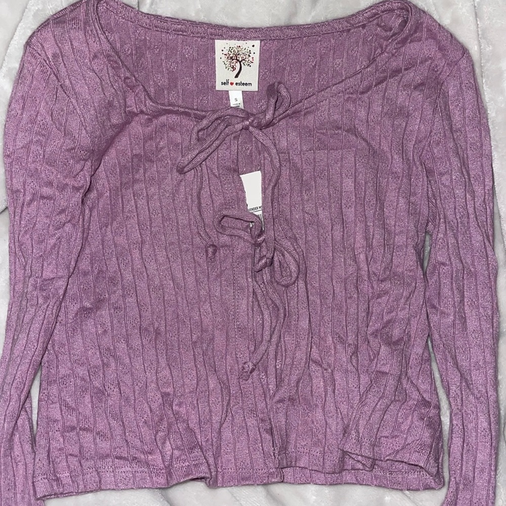 Purple Tie cropped sweater